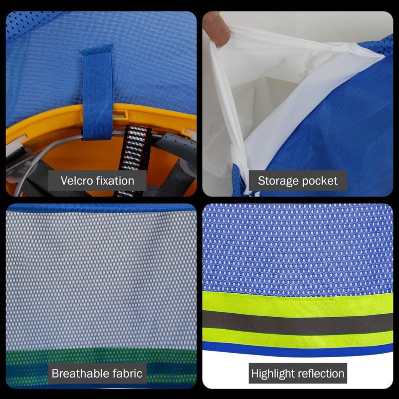 TCCFCCT Hard Hat Sun Shade, Neck Cover, Full Brim Sun Visor and Bandana Headband Face Scarf, 2 Packs, Blue - Image 5